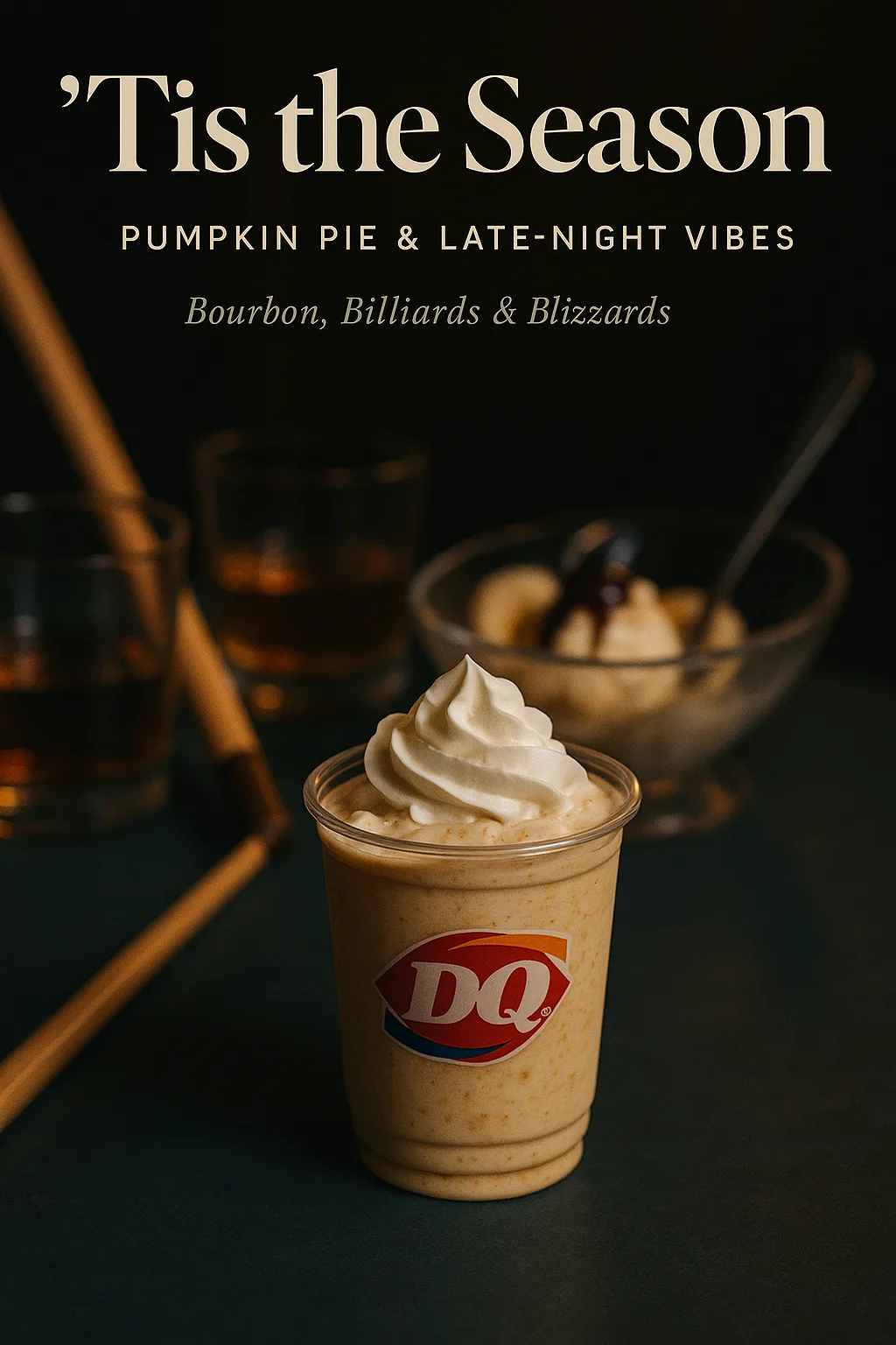 A Pumpkin Pie Blizzard from Dairy Queen with visible pie crust crumbles and whipped cream