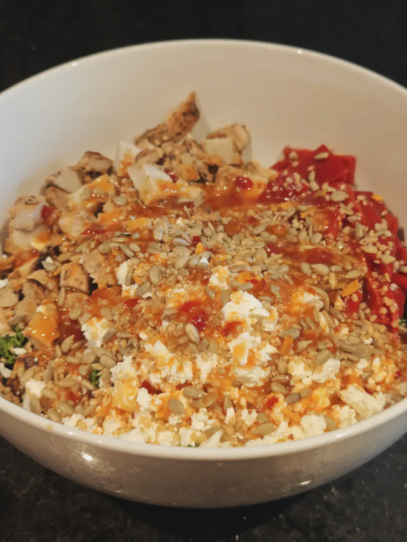 Thai Chili Mango Chicken Chopped Salad with Feta